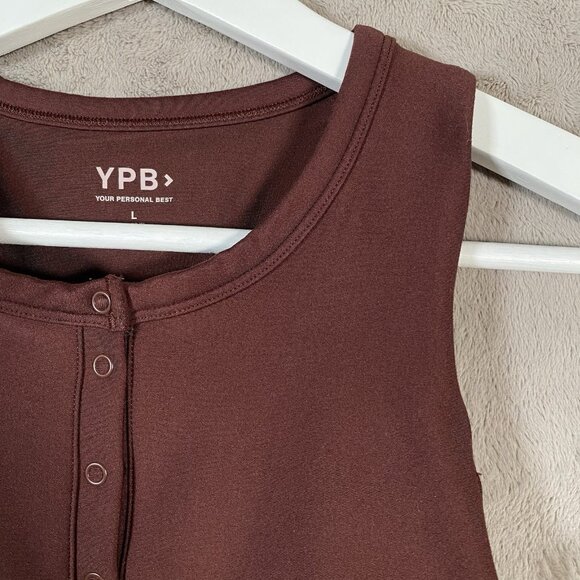 Abercrombie x YPB sculptLUX Plunge Henley Slim Tank L Activewear Built In Bra - Picture 4 of 14